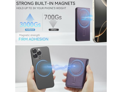 Portefeuille — Magnetic RFID Blocking Card Holder Compatible with MagSafe Phones Pur