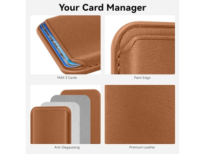 Portefeuille — Magnetic RFID Leather Card Holder for iPhone Stick-on Accessories Br