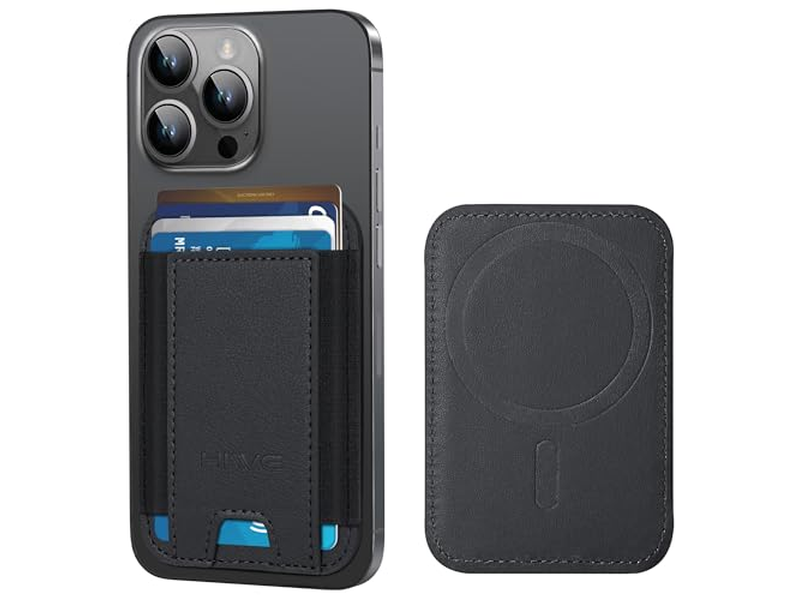 Portefeuille — Magnetic Wallet for iPhone 7 Card Holder Leather Minimalist RFID Bl