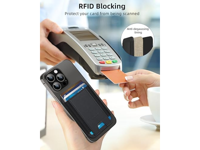 Portefeuille — Magnetic Wallet for iPhone 7 Card Holder Leather Minimalist RFID Bl