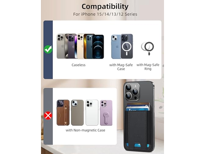 Portefeuille — Magnetic Wallet for iPhone 7 Card Holder Leather Minimalist RFID Bl