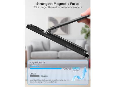 Portefeuille — Magnetic Wallet for iPhone with Find My 6 Card Holder RFID Blocking