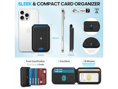 Portefeuille — Magnetic Wallet for MagSafe Genuine Leather 6 Card Holders RFID Blo