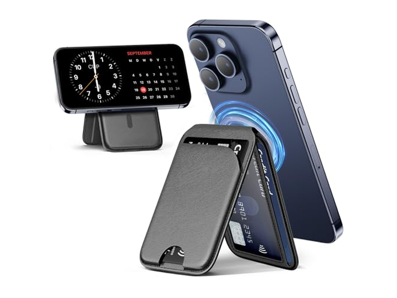 Portefeuille — Magnetic Wallet for Phone Adjustable Leather Card Holder and Stand