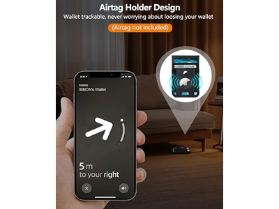 Portefeuille — Magnetic Wallet Stand with Airtag Holder ID Window 4 Card Slots RFI