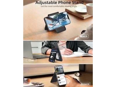 Portefeuille — Magnetic Wallet Stand with Airtag Holder ID Window 4 Card Slots RFI