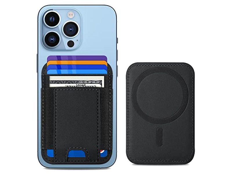 Portefeuille — Magnetic Wallet with 2 Card Slots for iPhone Vegan Leather Black