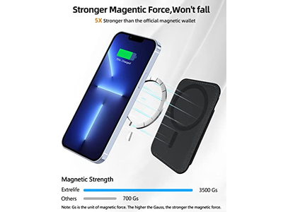 Portefeuille — Magnetic Wallet with 2 Card Slots for iPhone Vegan Leather Black