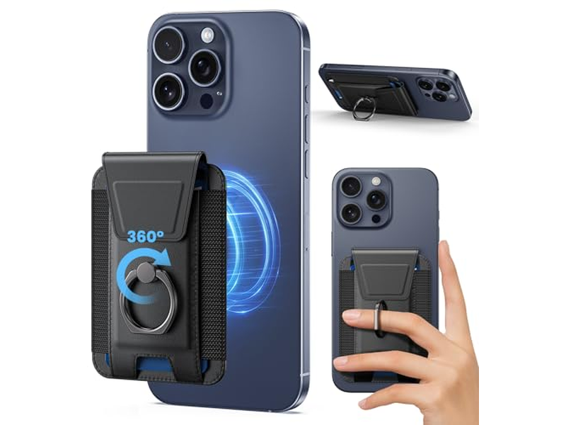 Portefeuille — Magnetic Wallet with Adjustable 360degree Ring and RFID Blocking Flap