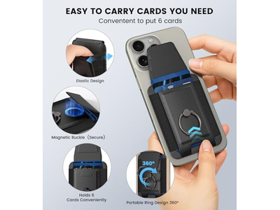 Portefeuille — Magnetic Wallet with Adjustable 360degree Ring and RFID Blocking Flap