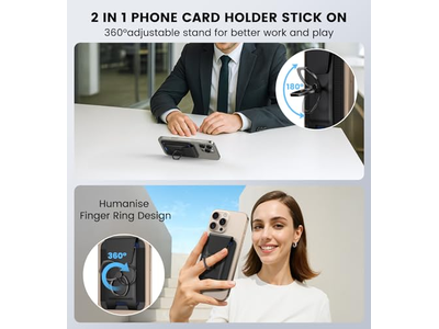 Portefeuille — Magnetic Wallet with Adjustable 360degree Ring and RFID Blocking Flap