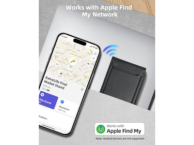 Portefeuille — Magnetic Wallet with Adjustable Stand 3 Card Slots Vegan Leather Bl