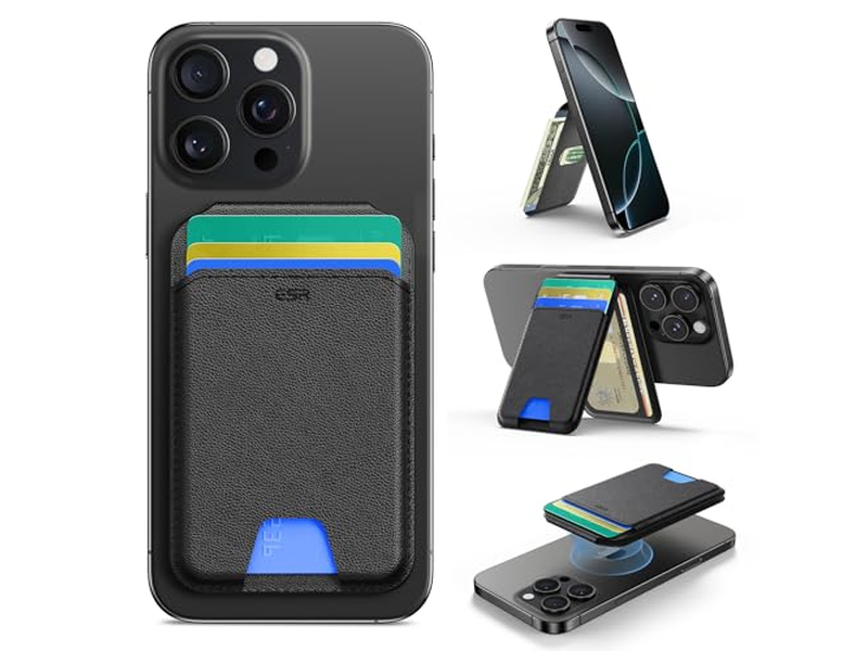 Portefeuille — Magnetic Wallet with Adjustable Stand for iPhone 5 Card Holder Black