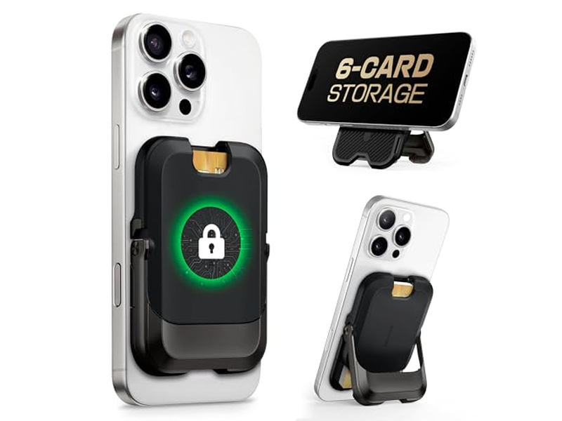 Portefeuille — Magnetic Wallet with Stand Holds 6 Cards RFID Blocking Phone Stand