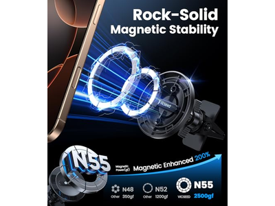 Support pour téléphone — MagSafe Car Mount Black Strongest Magnetic Phone Holder