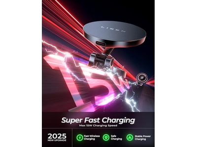 Chargeur — Magsafe Car Mount Charger, 15W Fast Charging Magnetic Wireless Car Charger