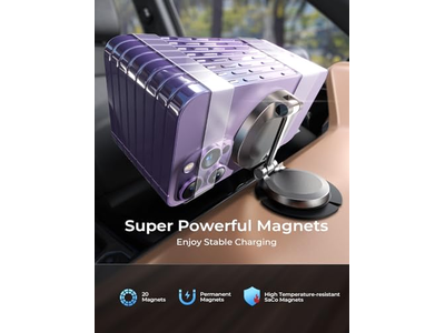 Chargeur — Magsafe Car Mount Charger, 15W Fast Charging Magnetic Wireless Car Charger