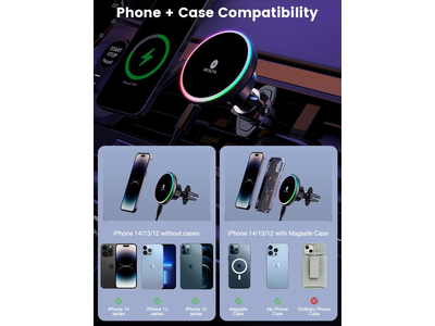 Support pour téléphone — Magsafe Car Mount Charger 15W Wireless Car Charger