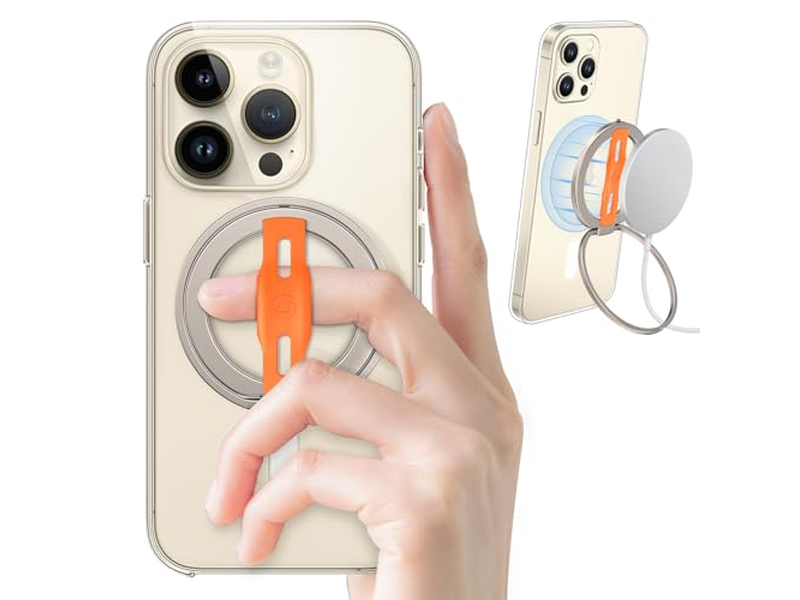 Poignée pour téléphone — MagSafe Compatible Phone Grip Stand with Replaceable Finger Strap