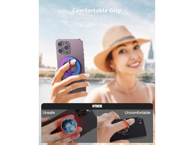 Poignée pour téléphone — MagSafe Phone Grip Magnetic Ring Holder with Adjustable Stand Colorf