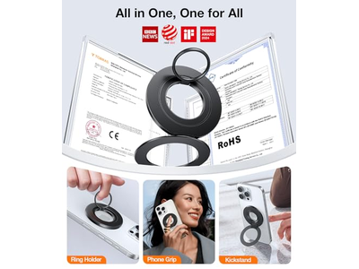 Poignée pour téléphone — MagSafe Phone Grip Ring Holder with Kickstand Compatible with iPhone