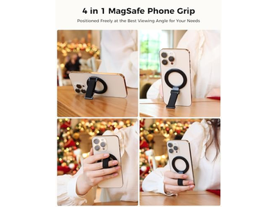 Poignée pour téléphone — MagSafe Phone Grip with Finger Strap and Kickstand Loop Black