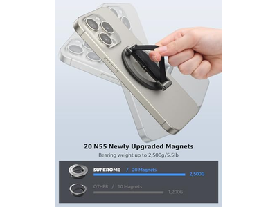 Poignée pour téléphone — MagSafe Phone Grip with Finger Strap and Kickstand Loop Black