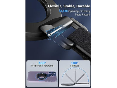 Poignée pour téléphone — MagSafe Phone Grip with Finger Strap Removable Magnetic Ring Holder