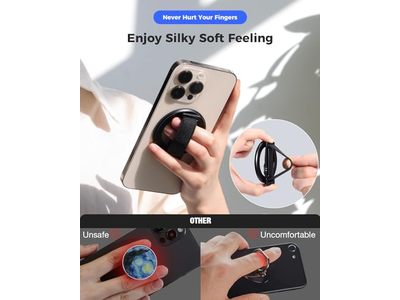 Poignée pour téléphone — MagSafe Phone Grip with Finger Strap Removable MagSafe Ring Holder