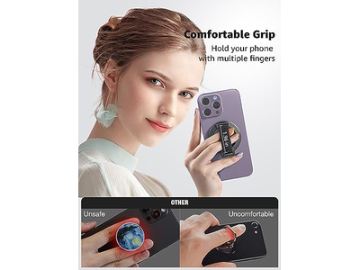 Poignée pour téléphone — MagSafe Phone Grip with Removable Magnetic Ring Holder and Kickstand
