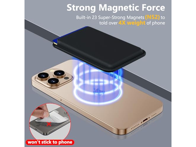 Portefeuille — MagSafe Wallet 3 Card Holder RFID Blocking Slim Magnetic Wallet - B