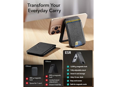 Portefeuille — MagSafe Wallet 5 Card Holder RFID Blocking Slim Adjustable Stand