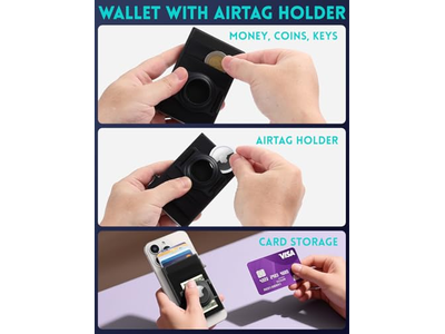 Portefeuille — MagSafe Wallet with AirTag Holder Slim Credit Card Holder with Elasti