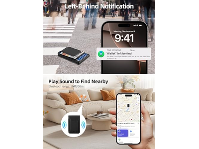 Portefeuille — MagSafe Wallet with Money Clip Works with Find My 8 Card Holder Bla