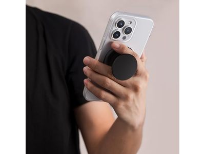 Poignée pour téléphone — Phone Grip for MagSafe Magnetic Stand One Finger Pop and Snap Black