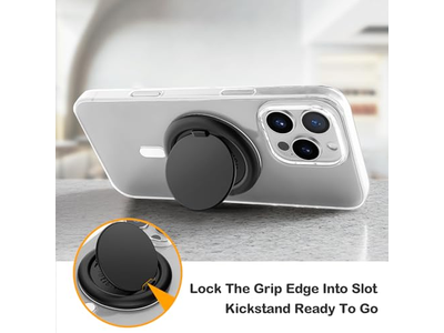 Poignée pour téléphone — Phone Grip for MagSafe Magnetic Stand One Finger Pop and Snap Black