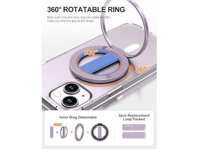 Poignée pour téléphone — Phone Grip Stand with Replaceable Finger Loop and Magnetic Ring Holder