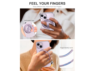Poignée pour téléphone — Phone Grip Stand with Replaceable Finger Loop and Magnetic Ring Holder