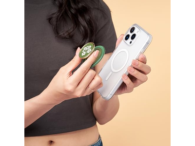 Poignée pour téléphone — Phone Grip with Kickstand Magnetic Stand Swappable Top Green Flower
