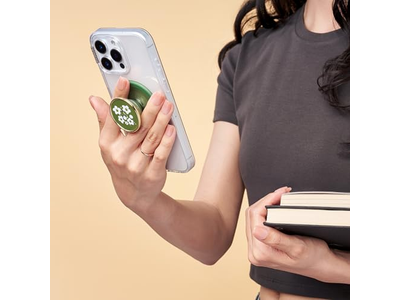 Poignée pour téléphone — Phone Grip with Kickstand Magnetic Stand Swappable Top Green Flower