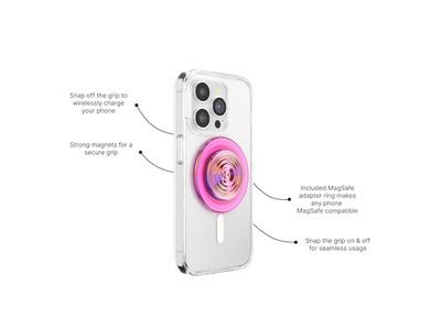 Poignée pour téléphone — Phone Grip with Kickstand Magnetic Stand Swappable Top Secure Hold