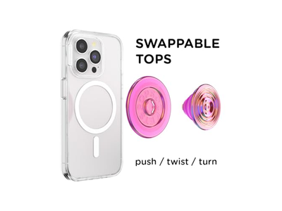 Poignée pour téléphone — Phone Grip with Kickstand Magnetic Stand Swappable Top Secure Hold