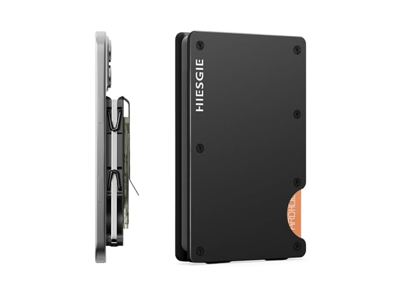 Portefeuille — Slim Wallet with Money Clip RFID Blocking Metal Card Holder Black