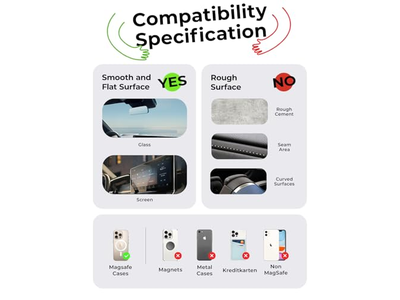 Support pour téléphone — Suction Cup Phone Mount, Vacuum Magnetic Phone Holder