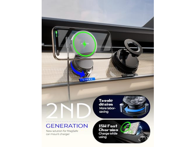 Chargeur — Suction Cup Phone Mount 15W Magsafe Car Mount Charger