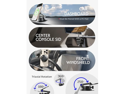 Chargeur — Suction Cup Phone Mount 15W Magsafe Car Mount Charger