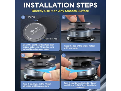 Support pour téléphone — Suction Cup Phone Mount with Washable Nano Gel Pads