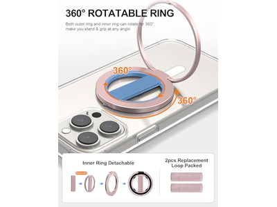 Poignée pour téléphone — Ultra Phone Grip Stand with Replaceable Elastic Loop and Magnetic Hold