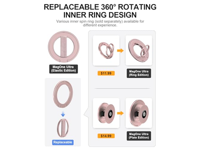 Poignée pour téléphone — Ultra Phone Grip Stand with Replaceable Elastic Loop and Magnetic Hold
