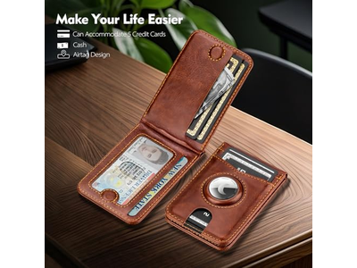 Portefeuille — Wallet Stand with Airtag Holder RFID Blocking Card Holder 5 Card Slo